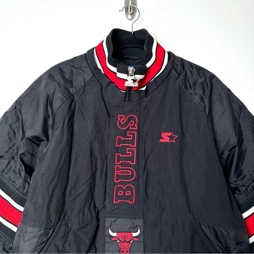 Vintage 90’s Chicago Bulls 1/4 Zip Pullover Embroidered Starter Jacket - Picture 2 of 15